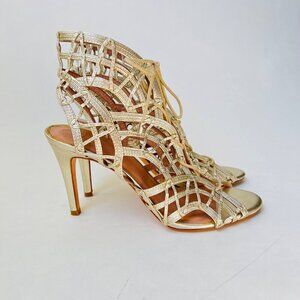 ❤️ Joie Leah lace up Cage heels in gold, Size 39.5